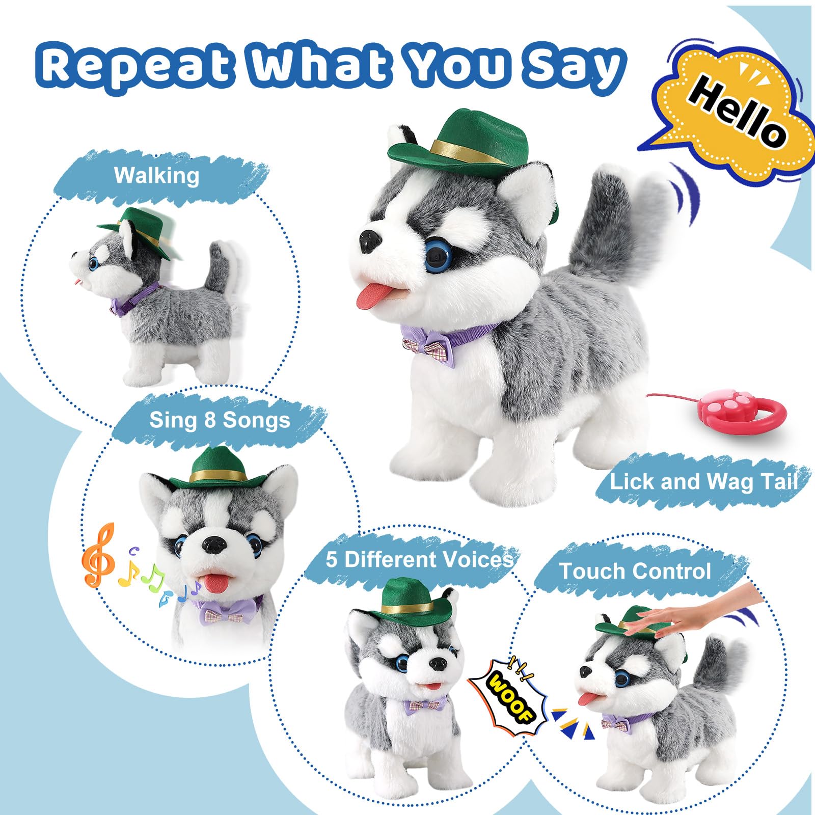 Ylpaprm interactive puppy with bottle and comb for grooming roleplay