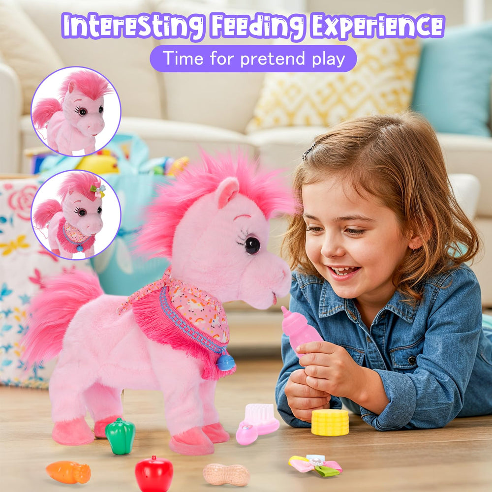 Ylpaprm Pink Walking Pony Set remote leash for guided play