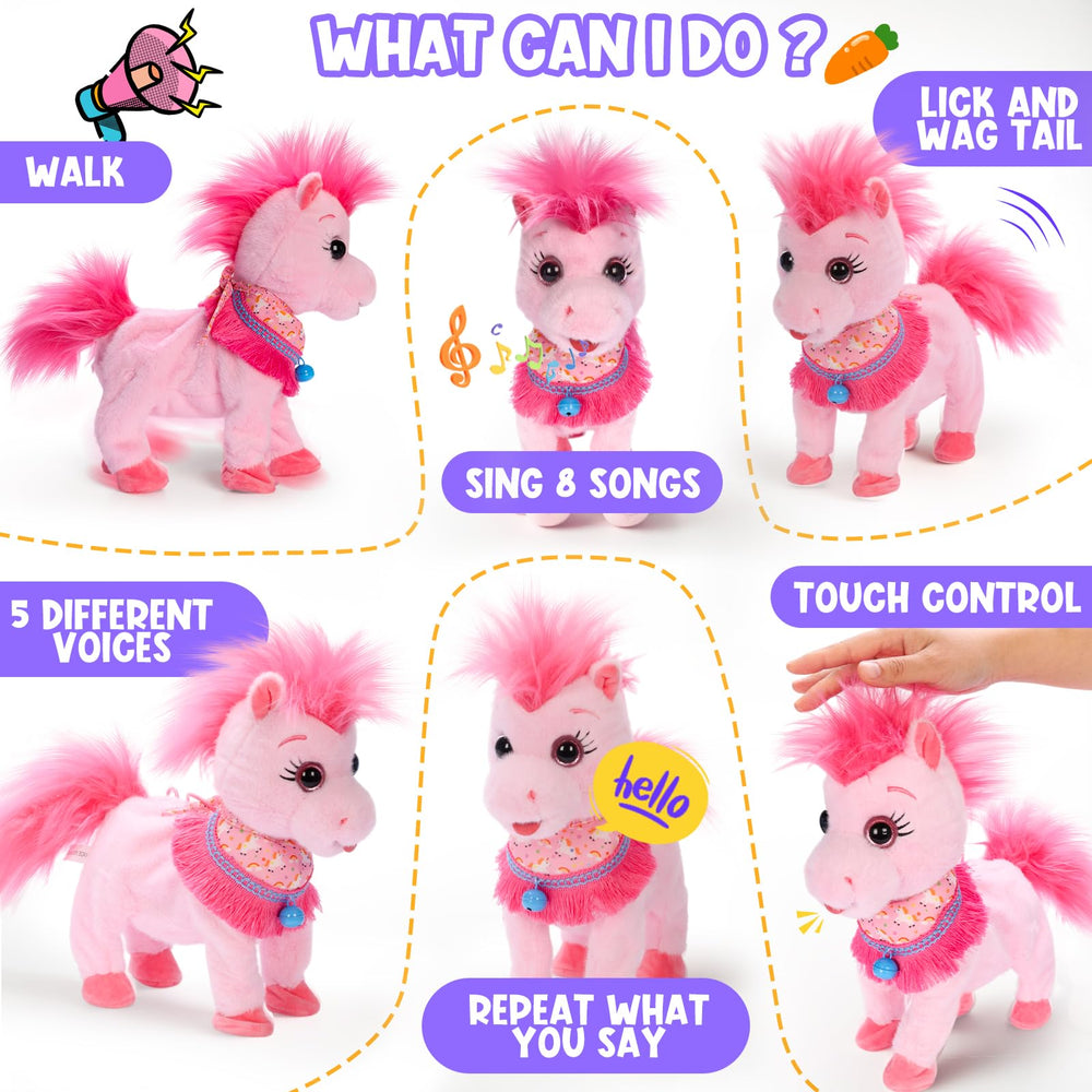 Ylpaprm Pink Walking Pony Set walking motion encourages active imaginative play