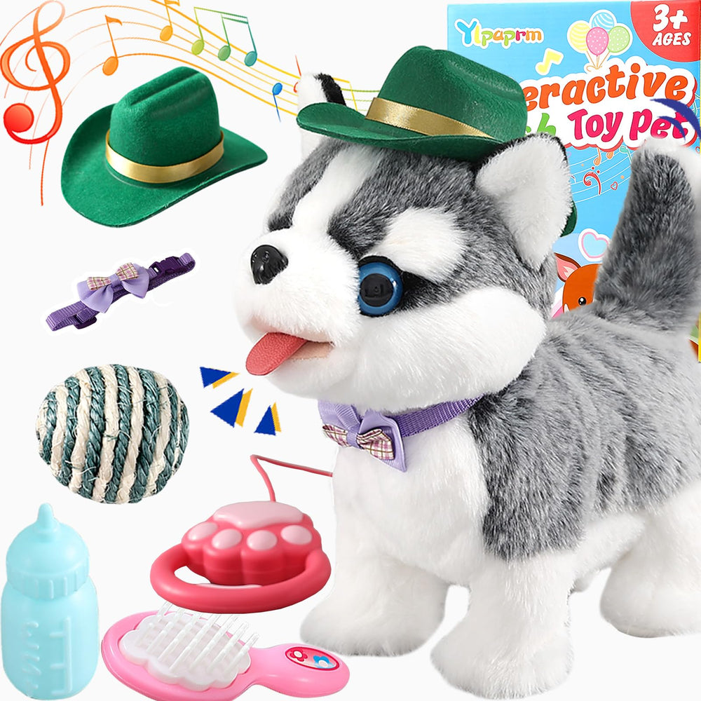Ylpaprm walking husky toy with leash inviting interactive play