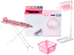YMCtoys My Fancy Life ironing board with floral cover for imaginative laundry tasks.