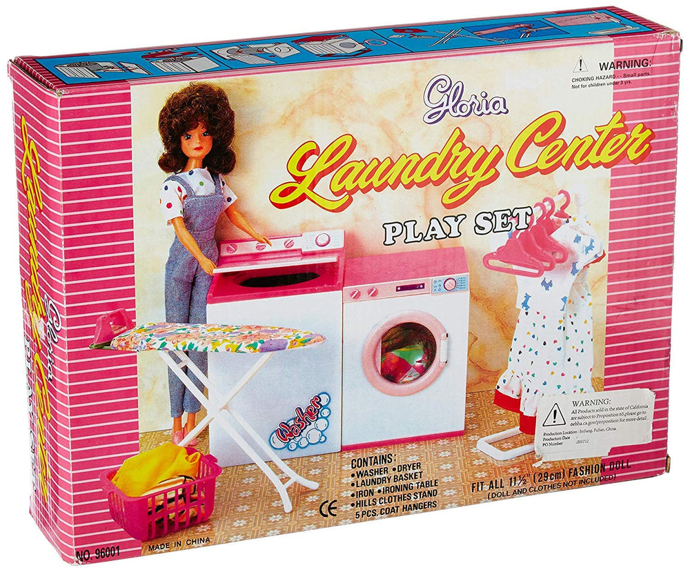 YMCtoys My Fancy Life dollhouse laundry room set pink white image.