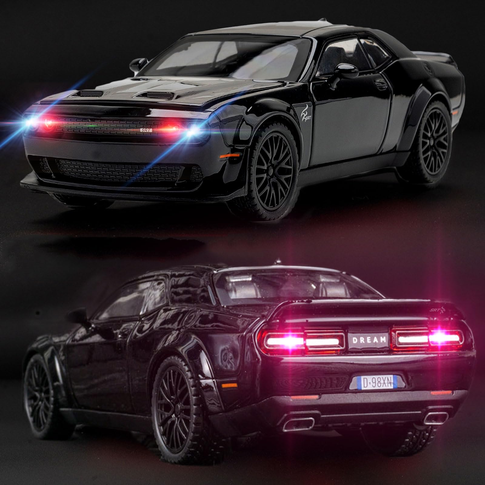 YMHAT Hellcat pull-back action toy car for quick, easy launches.