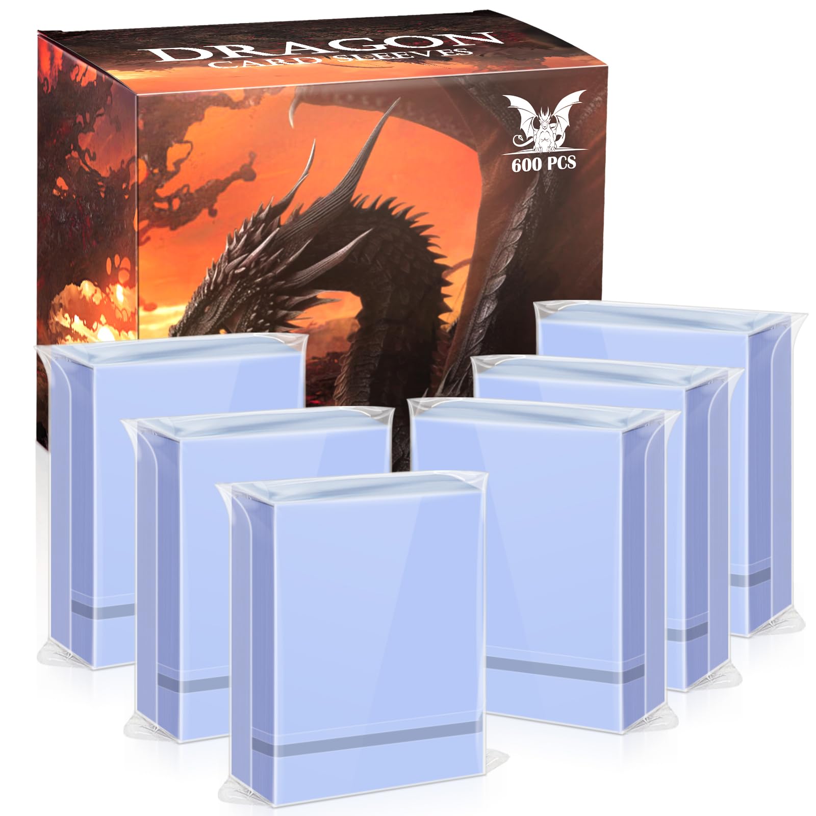 YMluky 600PS clear sleeves pack protects trading cards during handling.