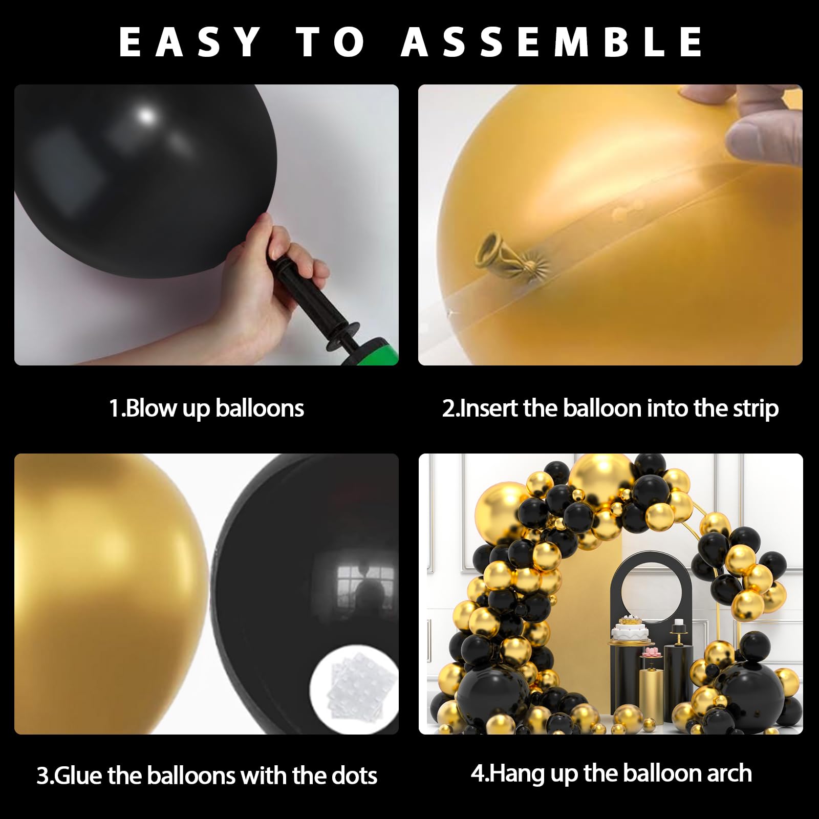 YMSZ 10-inch black balloon adds depth to arches.