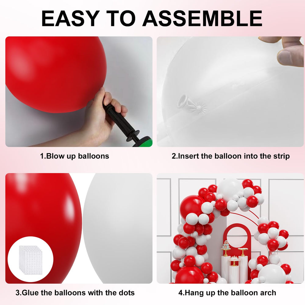 YMSZ 12 inch red and white balloons for elegant arches.
