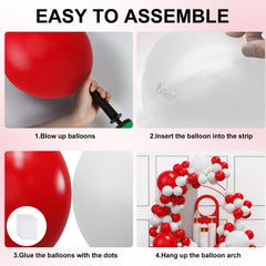 YMSZ 12 inch red and white balloons for elegant arches.