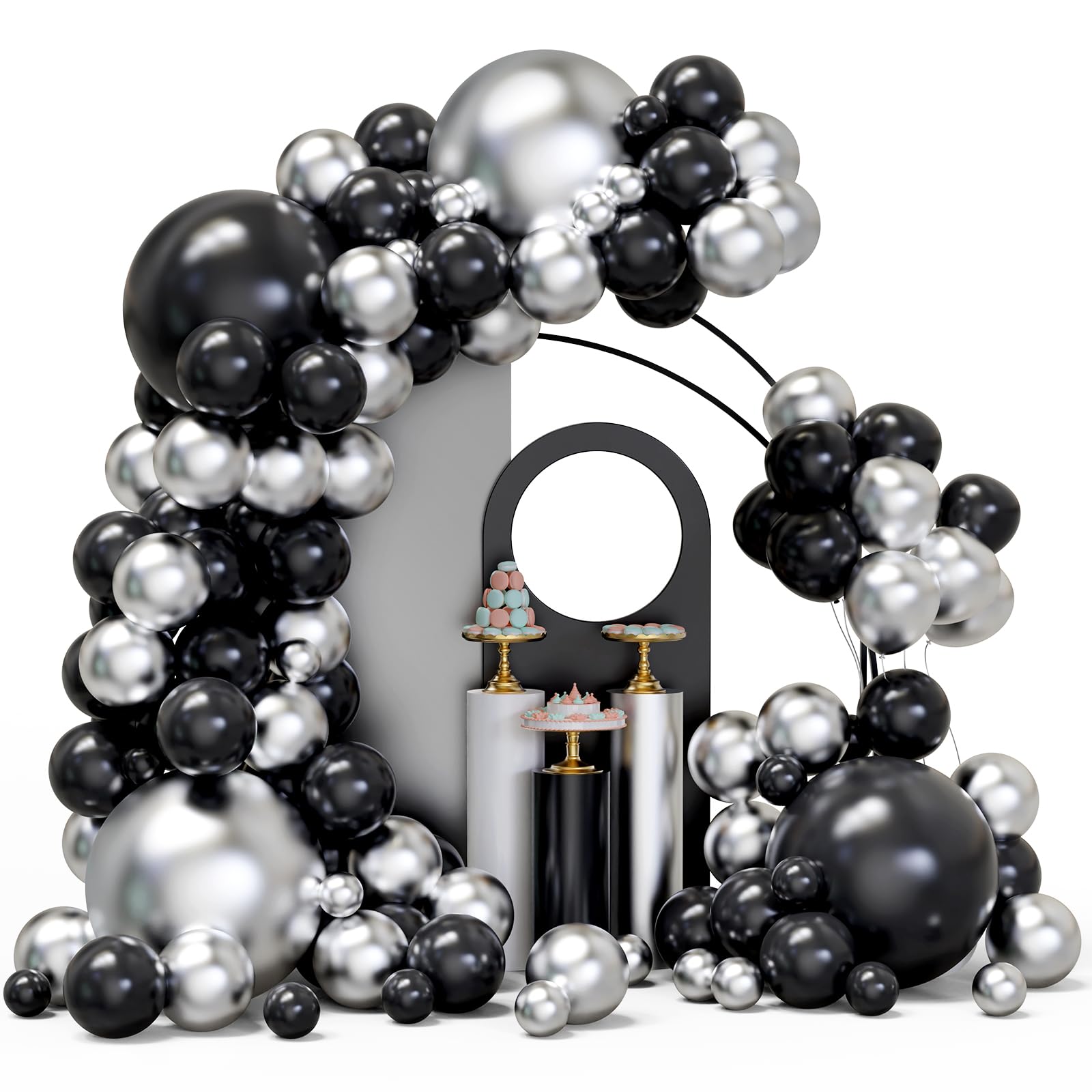 YMSZ black and silver balloon arch kit for stylish party decor