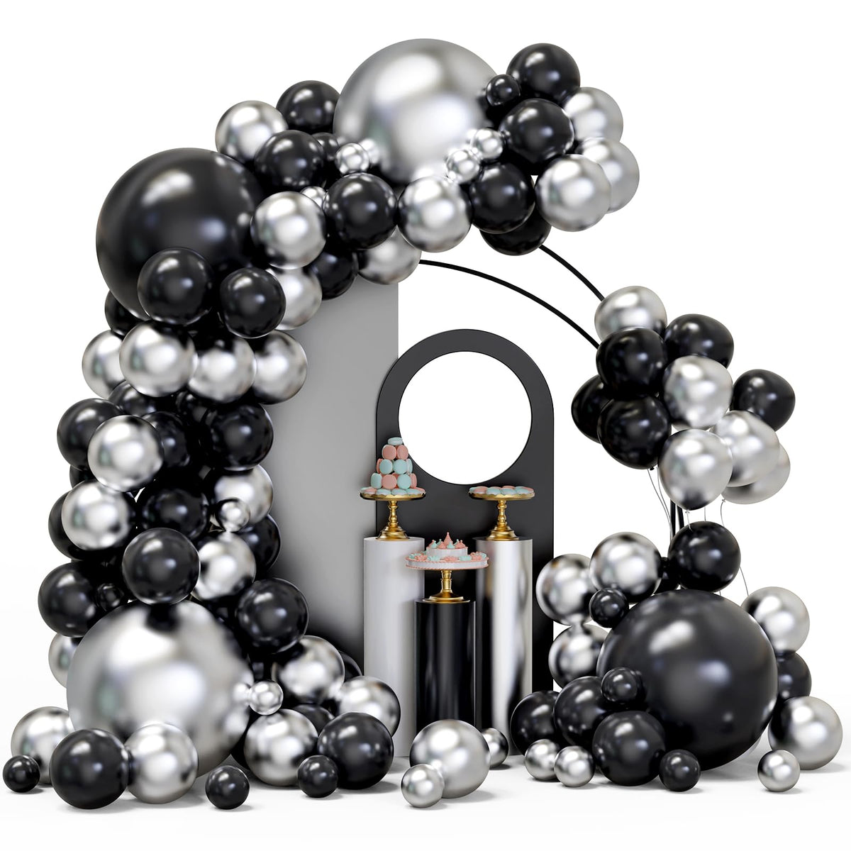 YMSZ black and silver balloon arch kit for stylish party decor