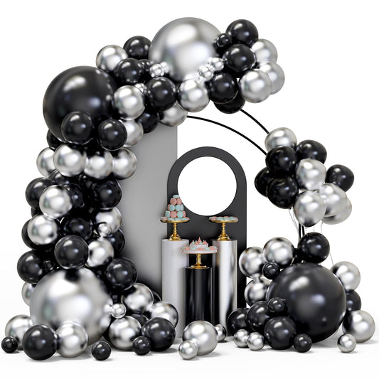 YMSZ black and silver balloon arch kit for stylish party decor