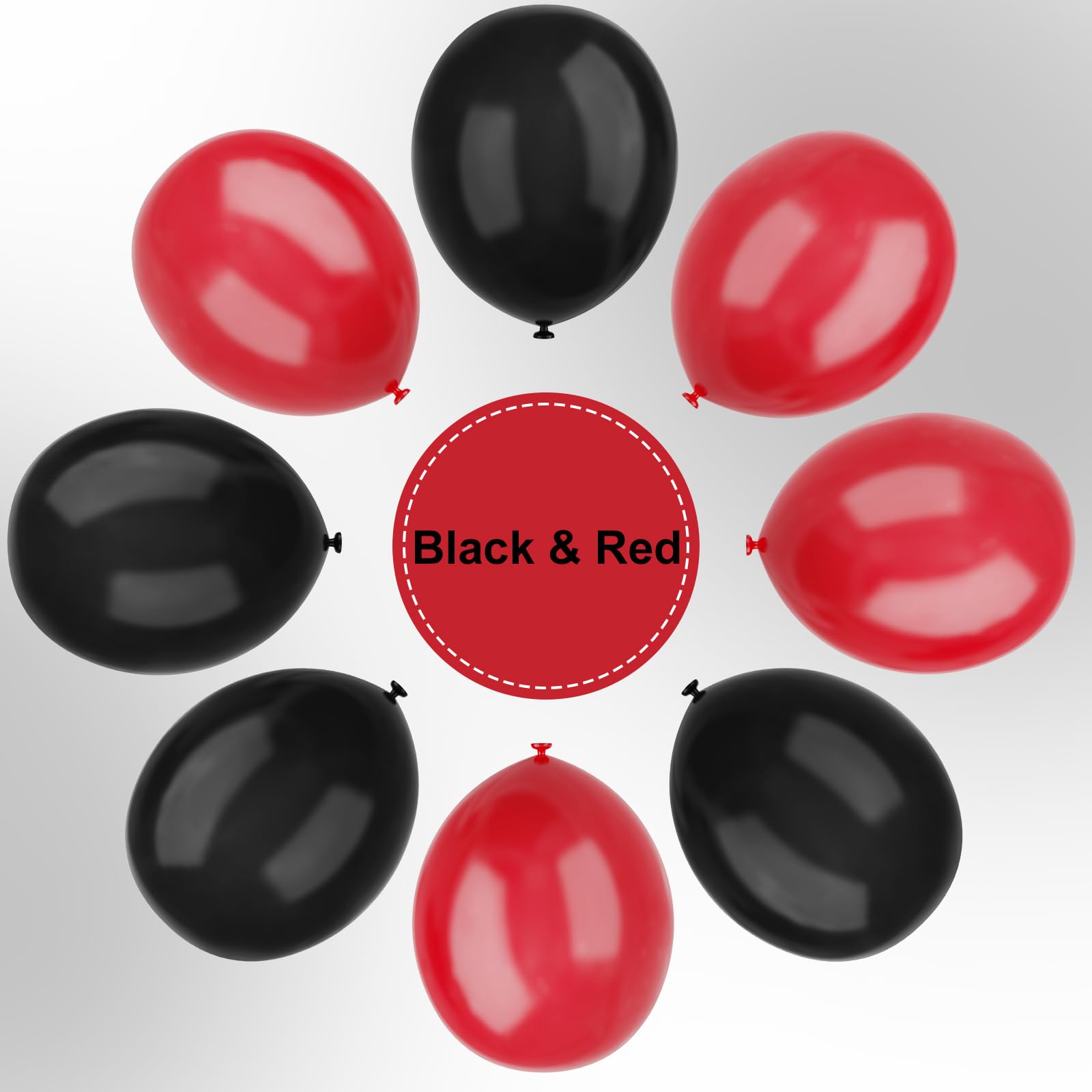 YMSZ red and black balloon kit with ribbons for all-in-one decor.
