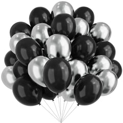 YMSZ black and silver balloons 12in bulk pack for elegant party decor