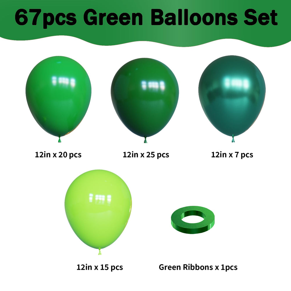 YMSZ dark green 12-inch balloons add depth to birthday setups.