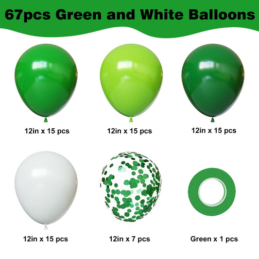 YMSZ Green and White Balloons 12inch for stylish party decor