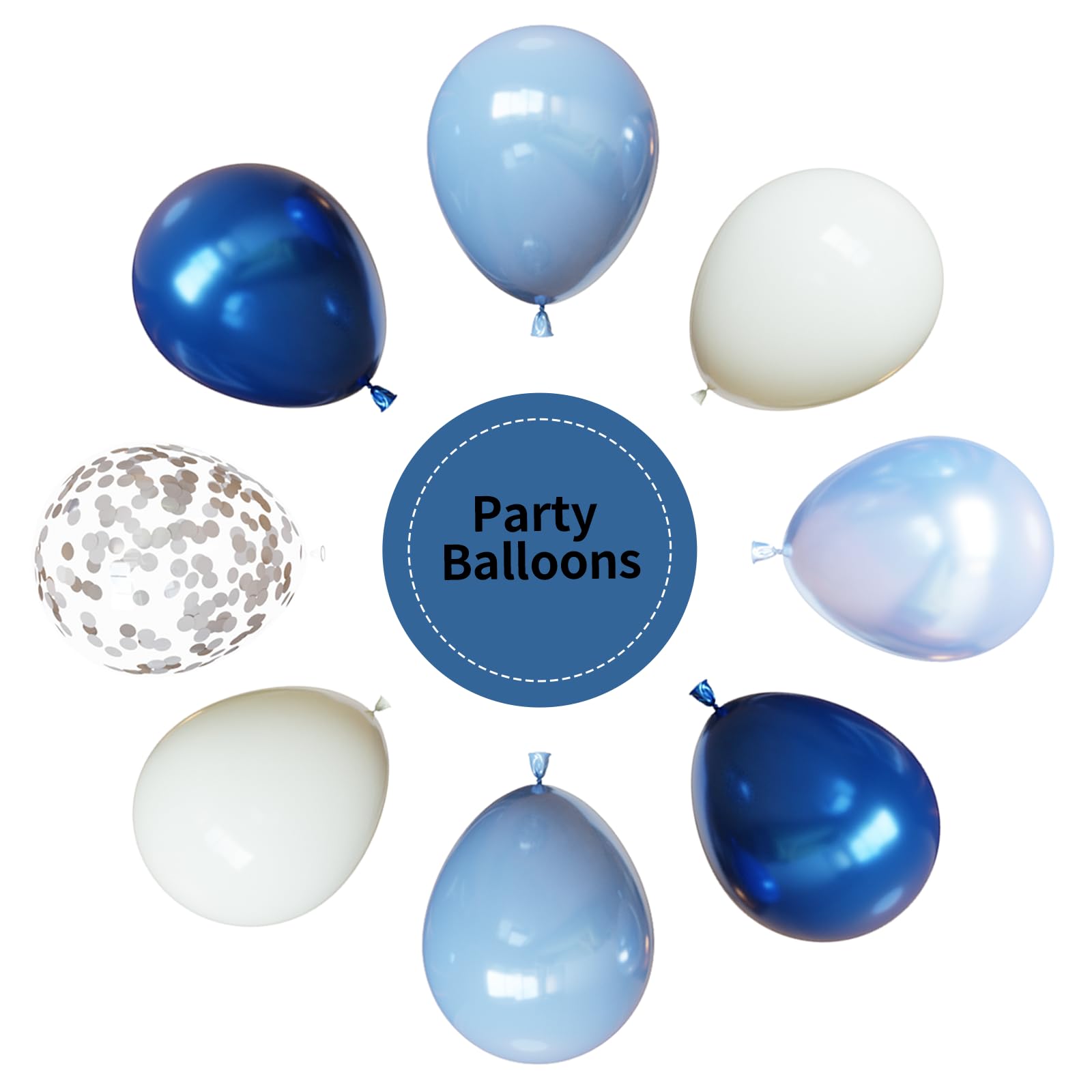 YMSZ metallic blue balloons create bold color for weddings.