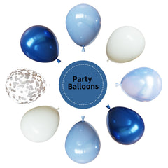 YMSZ metallic blue balloons create bold color for weddings.