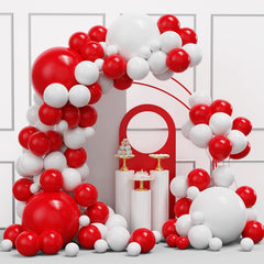 YMSZ red white balloon arch kit, 134pcs, perfect for festive decor.