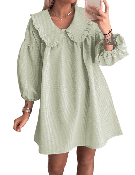 Ynhonra babydoll dress lime front view showing a relaxed fit for casual wear