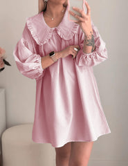 Ynhonra babydoll dress 3/4 puff sleeves detail emphasizes boho vibe and comfort.