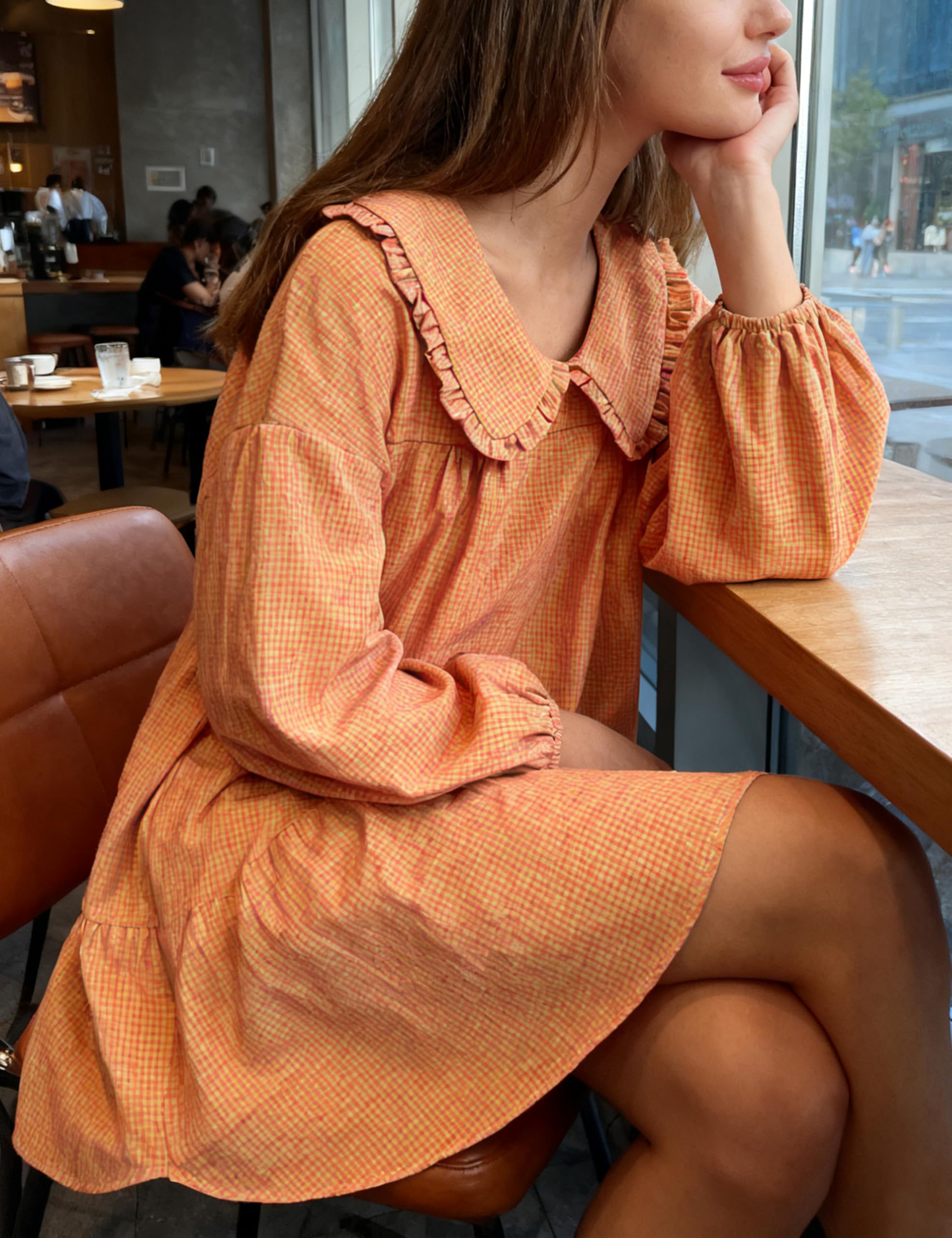 Ynhonra NeonPink-S plaid mini-dress in a relaxed silhouette for easy styling.
