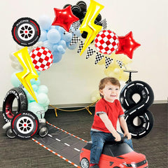 YNITSED party decor bundle complements racetrack balloons for cohesive scenes