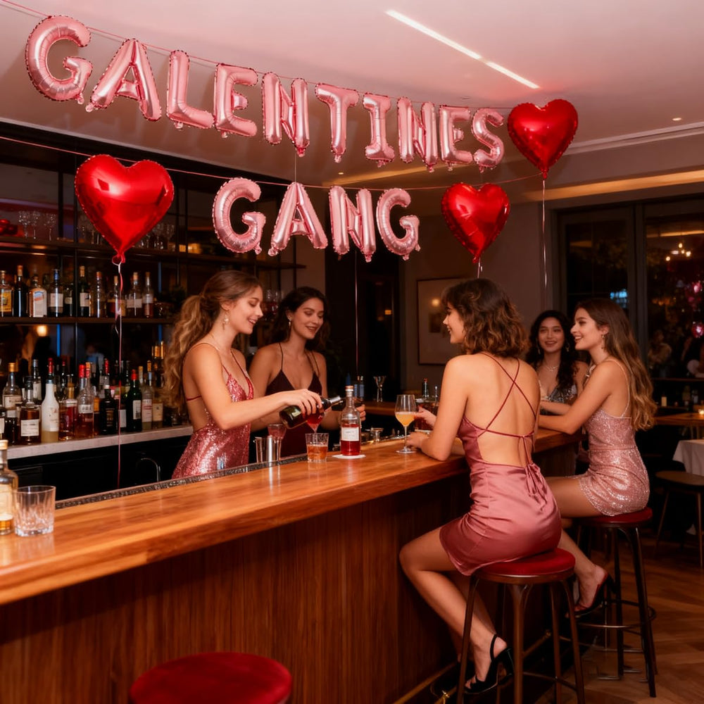 YNITSED ready-to-hang Galentines banner for girls' night party