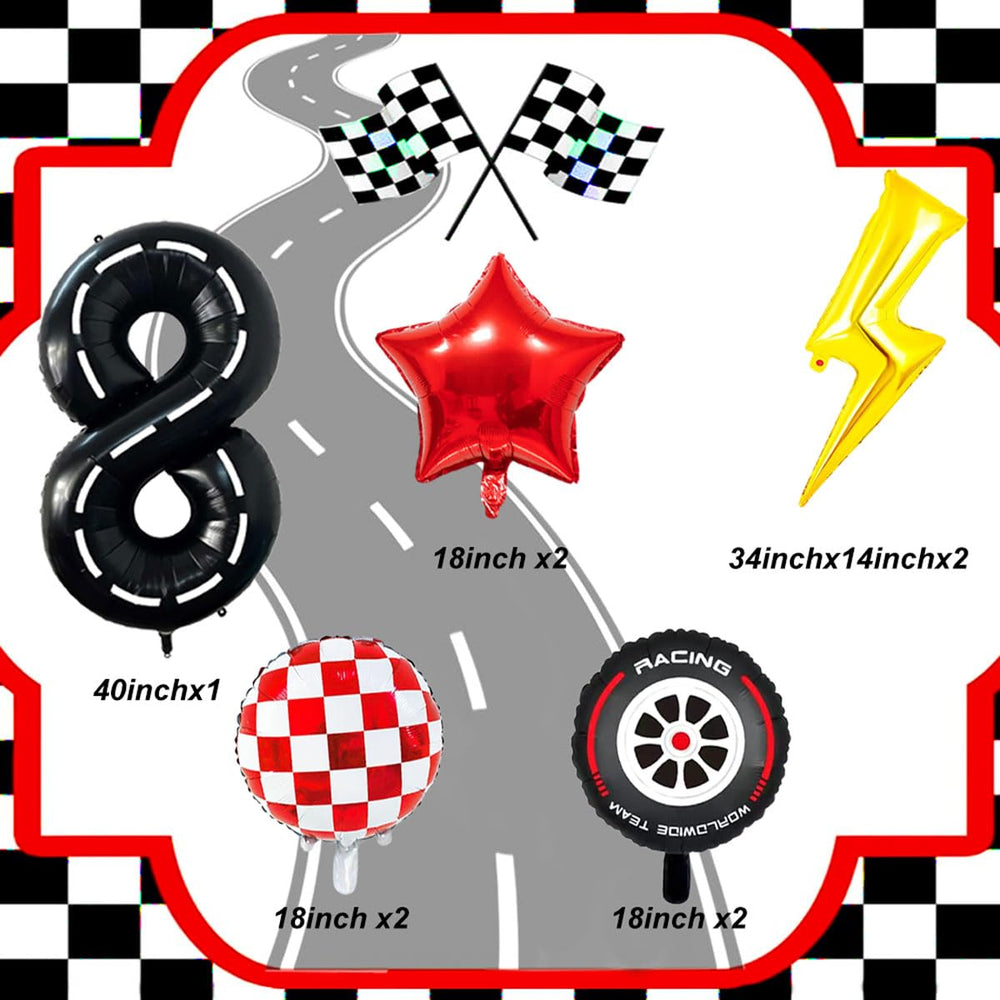 YNITSED red checkered balloons add racing energy to party decor