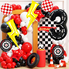 YNITSED Red tire balloons add playful detail to party setup