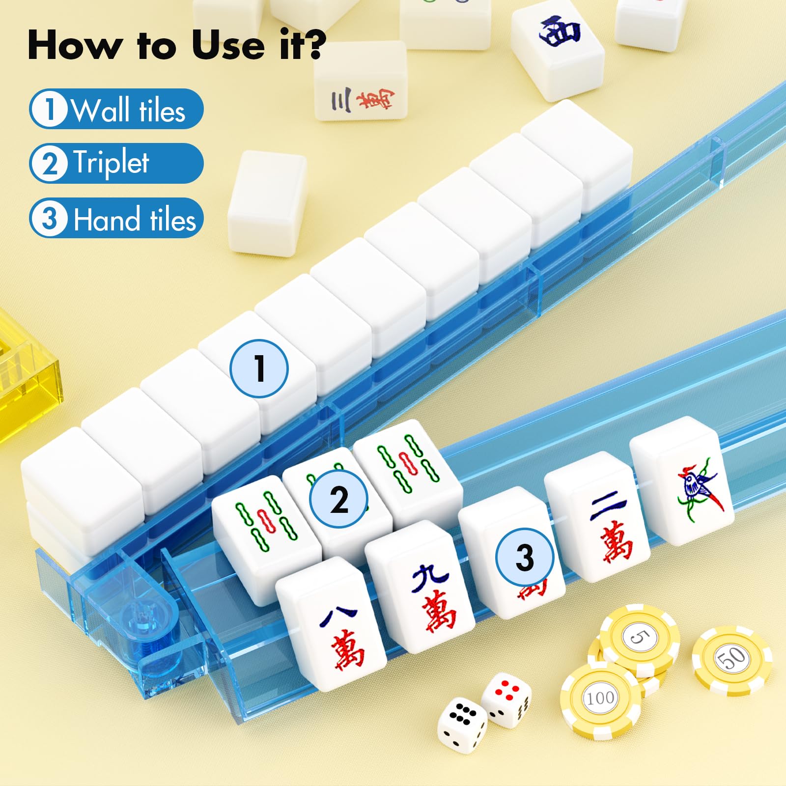YOAEAILY mahjong racks with storage bag for easy travel and organization.