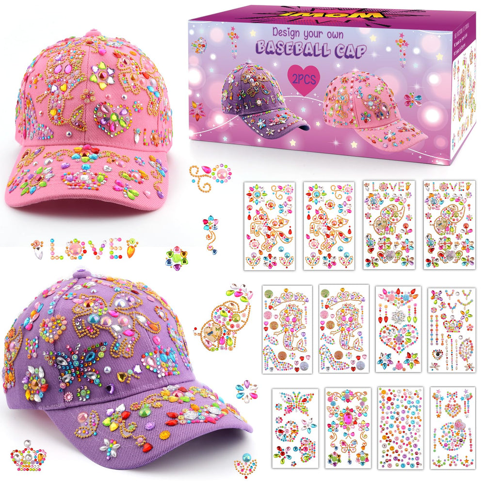 Yoart unicorn gems stickers cap purple highlights creativity and personal style.