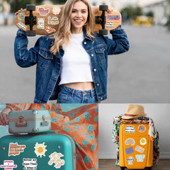 Yodeeni 120pcs inspirational stickers on travel bag for mood-boosting trips