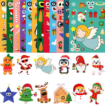 Yodeeni Christmas stickers 12 styles featuring Santa, snowman and more for holiday crafts