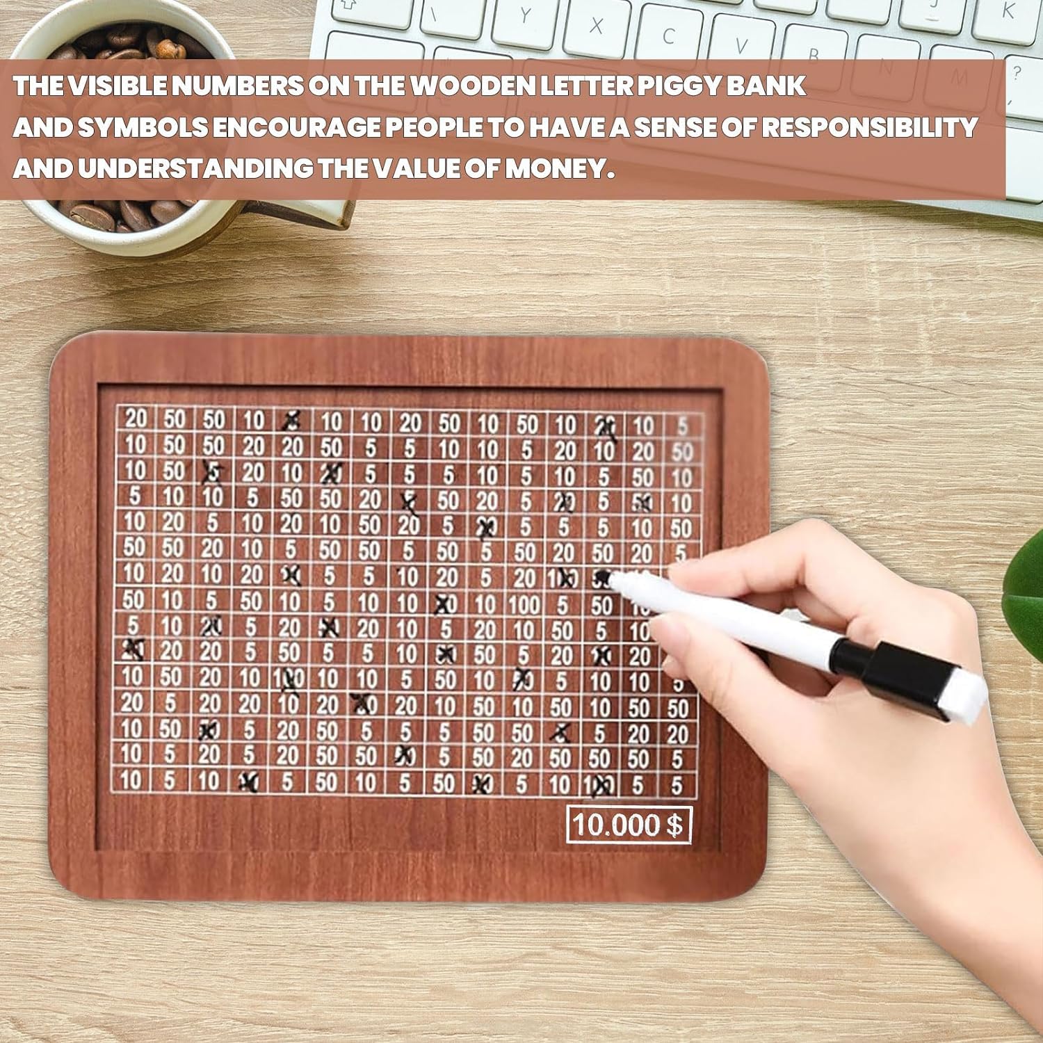 YOECO Money Box counting tool helps kids learn saving steps.