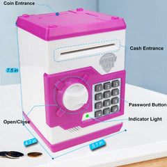 YOEGO kids money bank paper scroll action showcases automatic money wrap feature