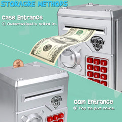 Yoego Kids Money Bank silver coin capacity highlights ample space for coins.