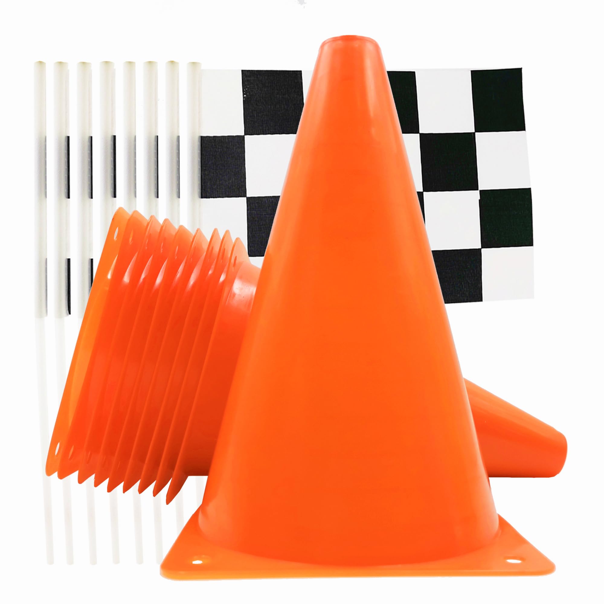 YOELVN orange cone with holes on top, 7 inch, ideal for race-themed events