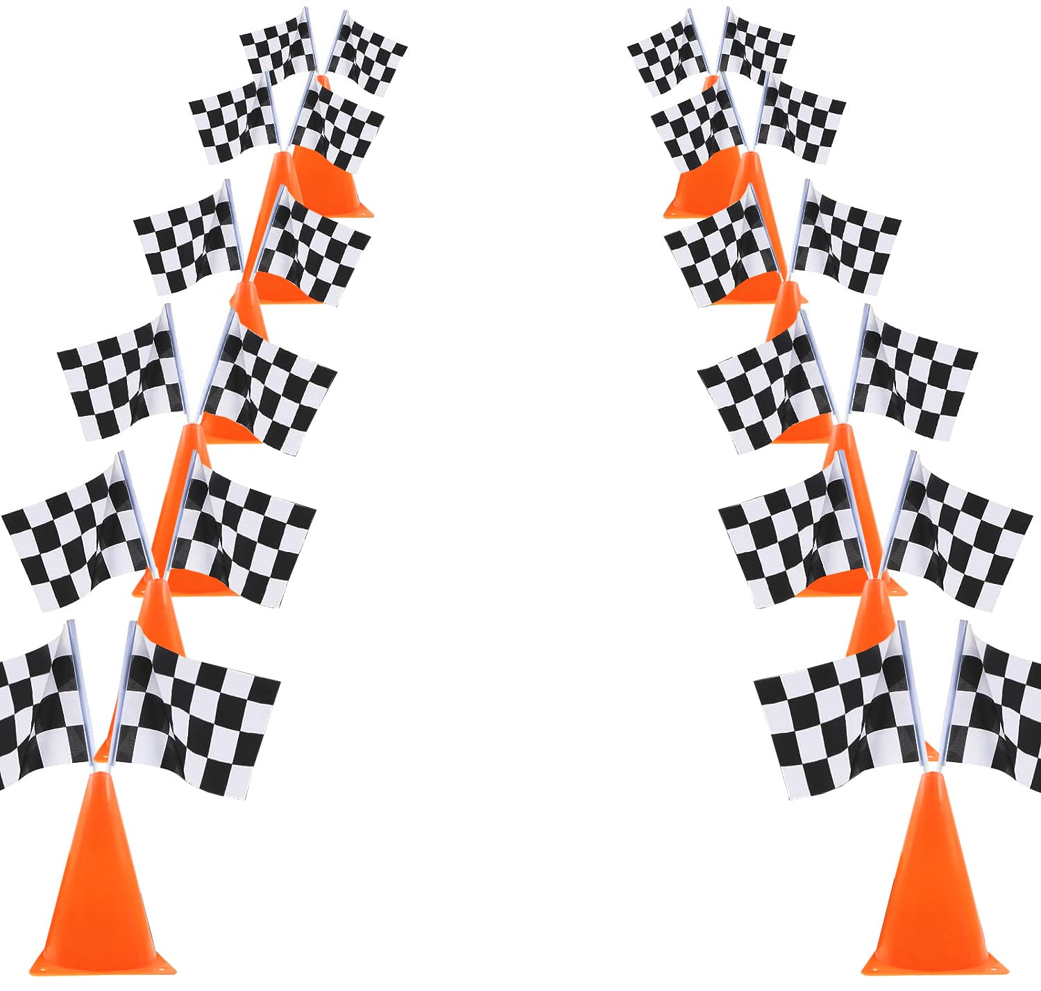 YOELVN orange race cone with hole for flag insertion, ideal for finish lines