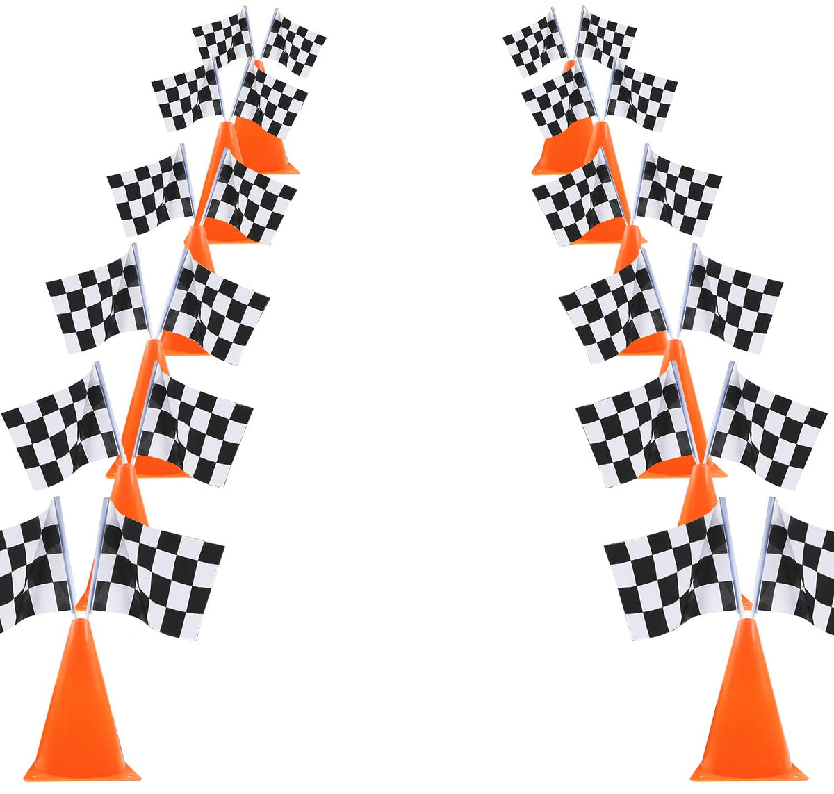 YOELVN orange race cone with hole for flag insertion, ideal for finish lines