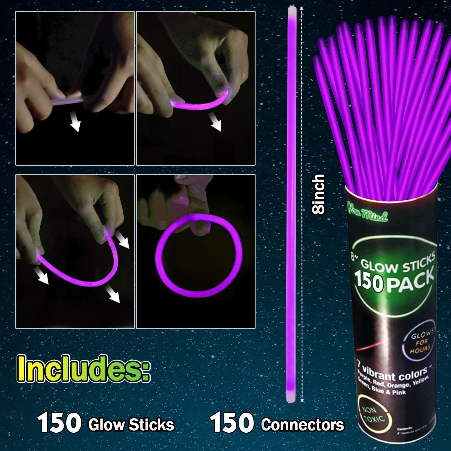 YOFOBU glow bracelet and necklace connectors for easy DIY neon jewelry