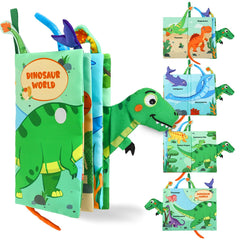 YOGINGO baby cloth book cover with Dinosaur World theme promotes tactile exploration.
