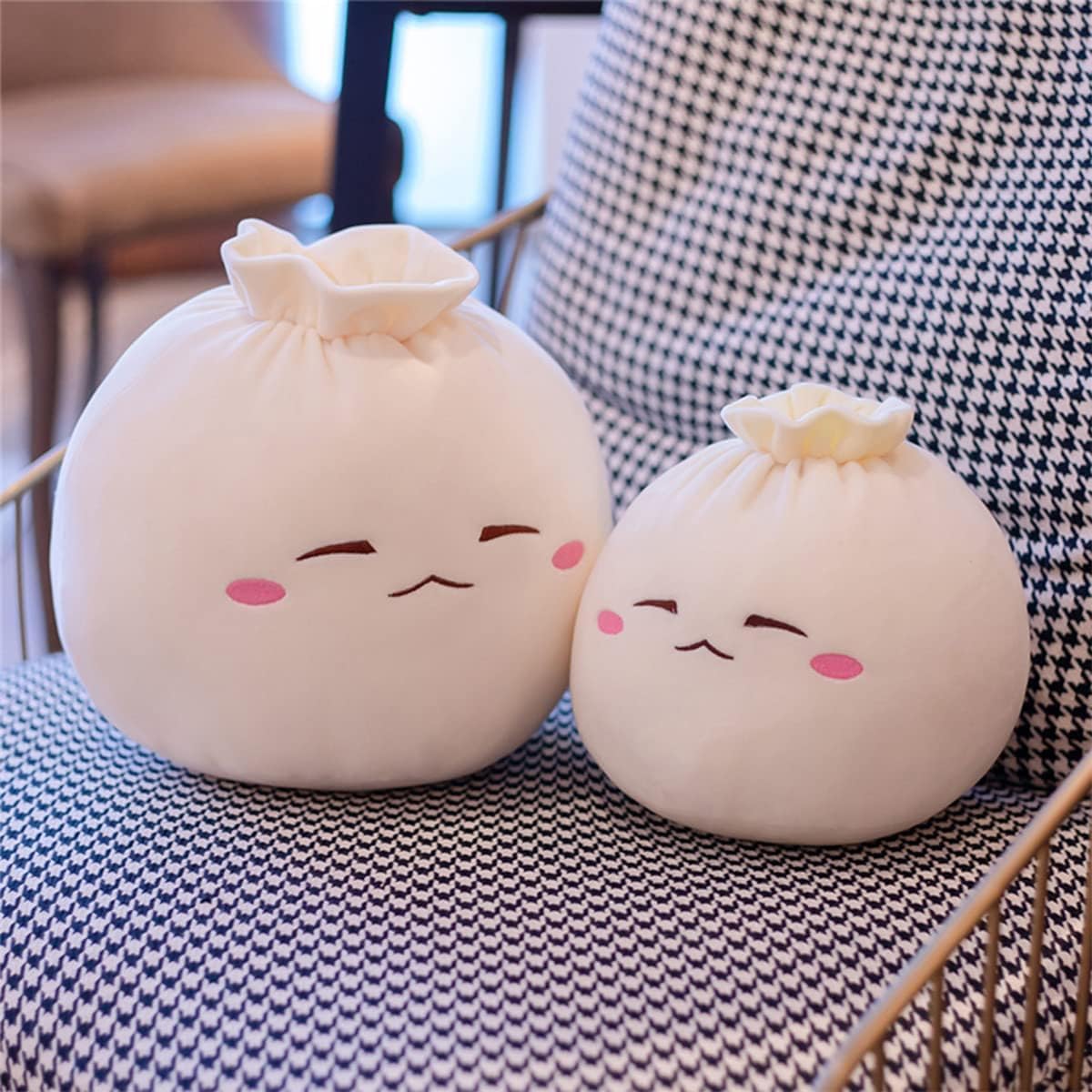 Yoholto Dumpling Plush Pillow face detail with frown and bright eyes