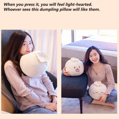 Yoholto Dumpling Plush Pillow on a desk, adding cozy comfort to the office