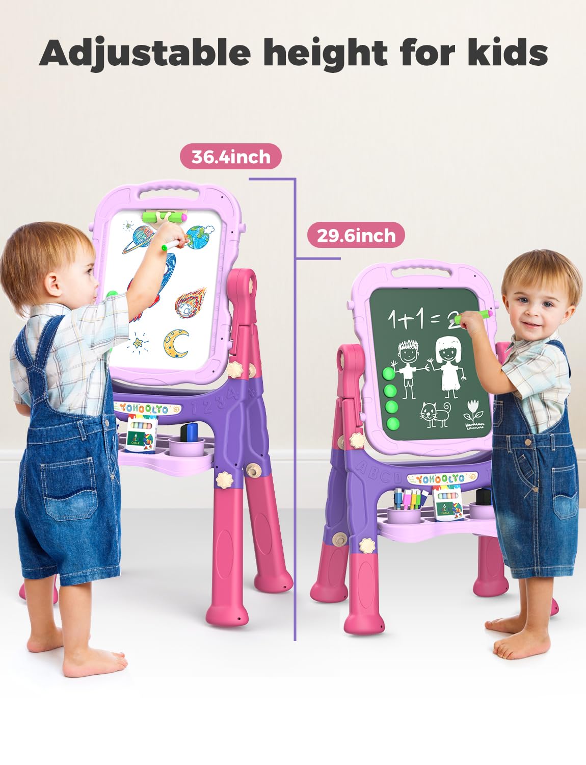 YOHOOLYO magnetic chalkboard easel ideal for chalk art and magnets