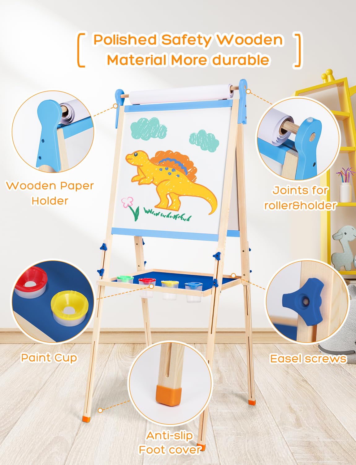 YOHOOLYO height-adjustable easel grows with your child
