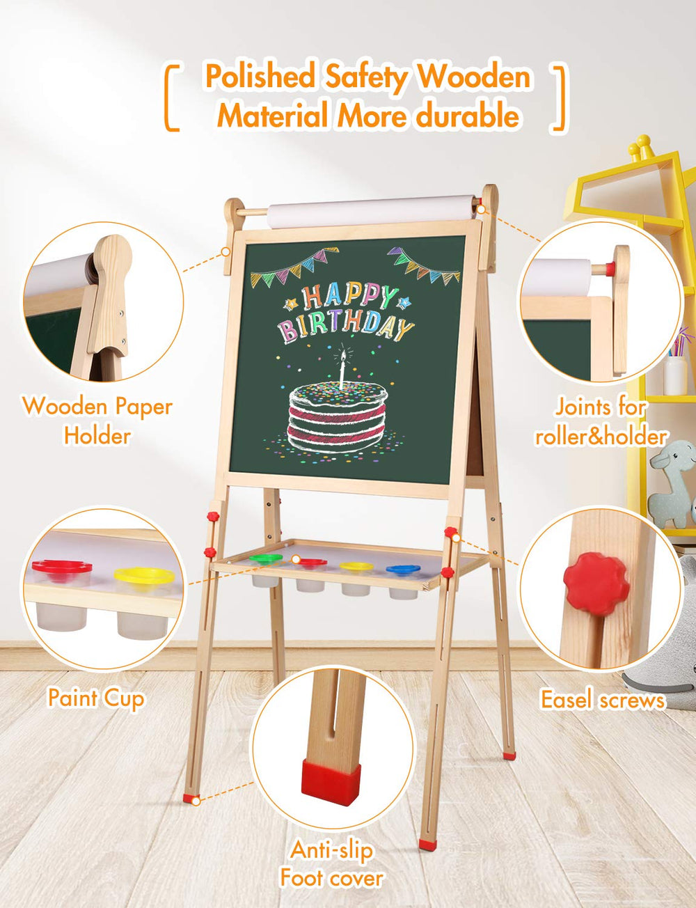 YOHOOLYO Kids Easel adjustable height accommodates growing children during creative sessions