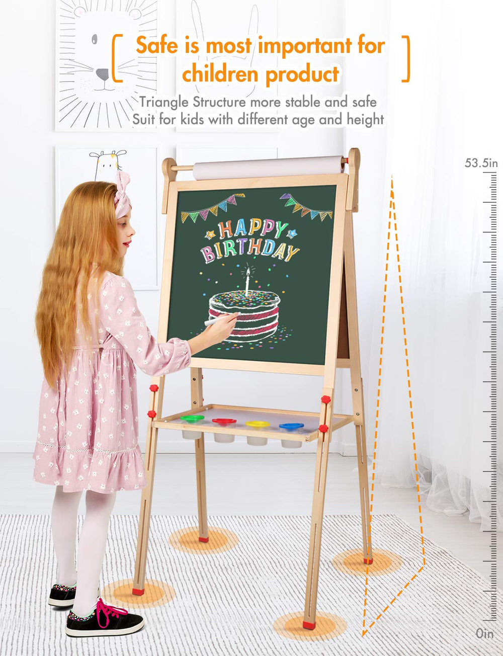 YOHOOLYO Kids Easel chalkboard side offers traditional drawing with magnetic compatibility