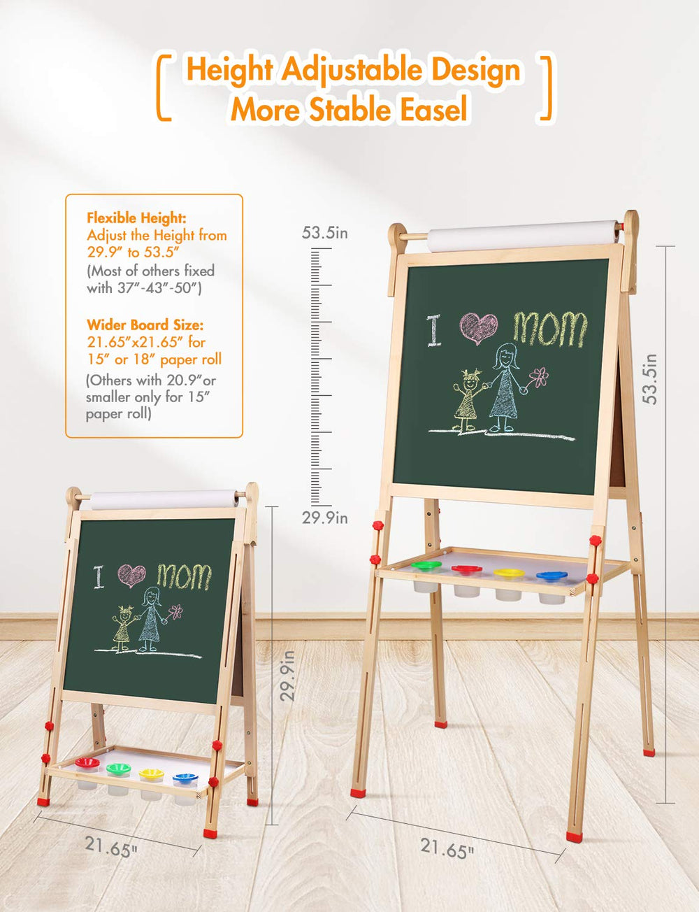 YOHOOLYO Kids Easel double-sided magnetic boards enable versatile art and learning activities