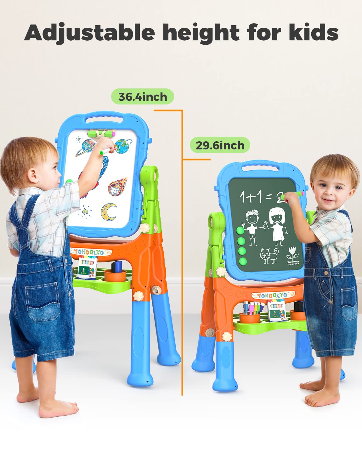 YOHOOLYO double-sided whiteboard easel for dry erase creativity