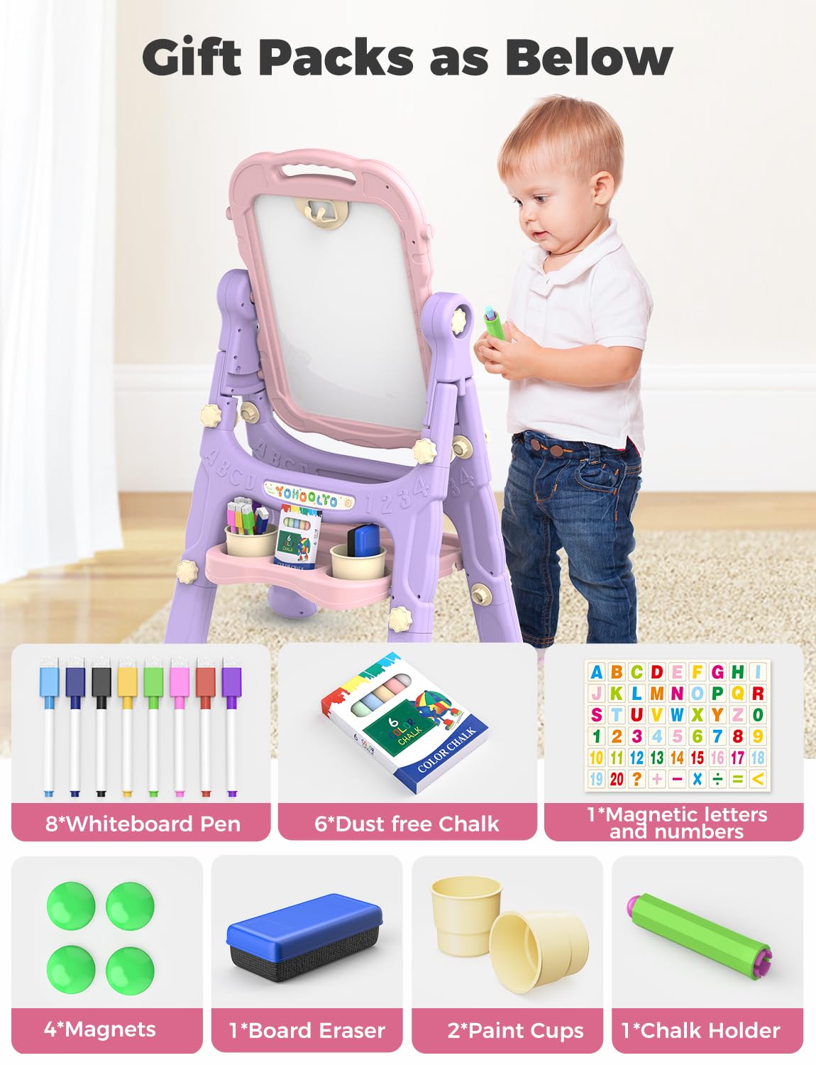 YOHOOLYO Kids Easel folded flat for easy storage between sessions