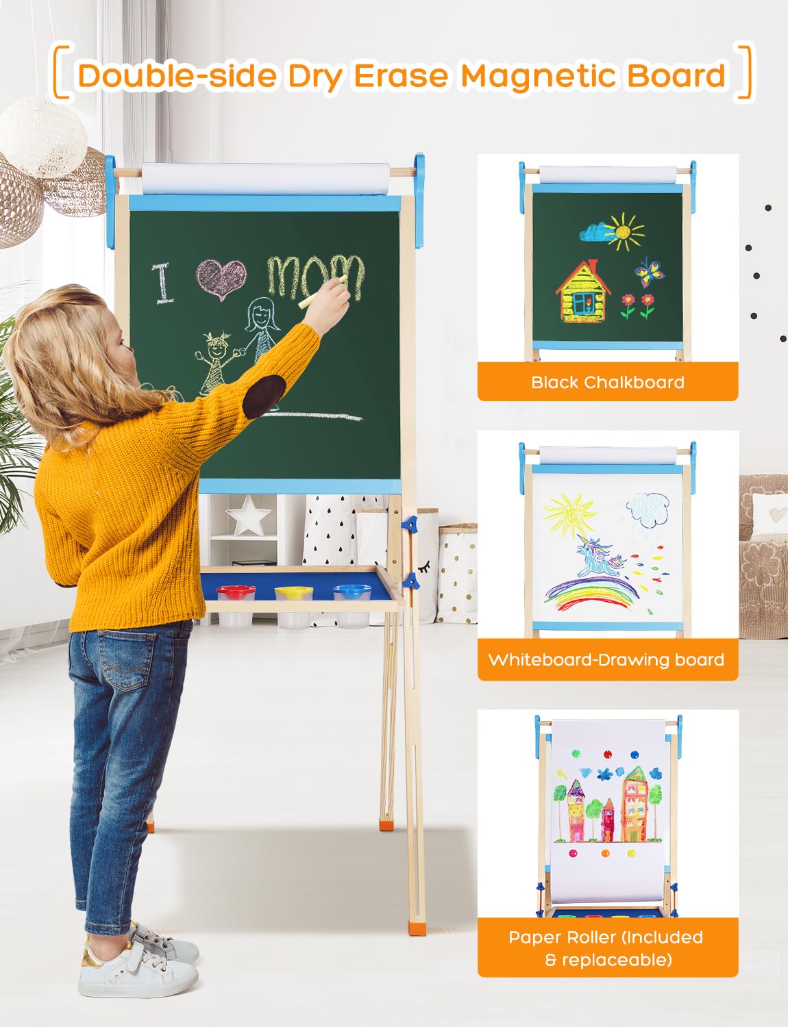 YOHOOLYO magnetic chalkboard side for chalk drawings
